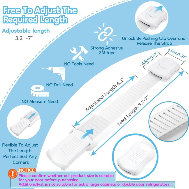 Syican 8-Pack Cabinet Locks Baby Proofing - Child Proof Drawer Locks, Multi-Purpose for Drawers, Fridge, Toilet Seat, Trash Can, Ideal Stocking Stuffers, White - Image 5